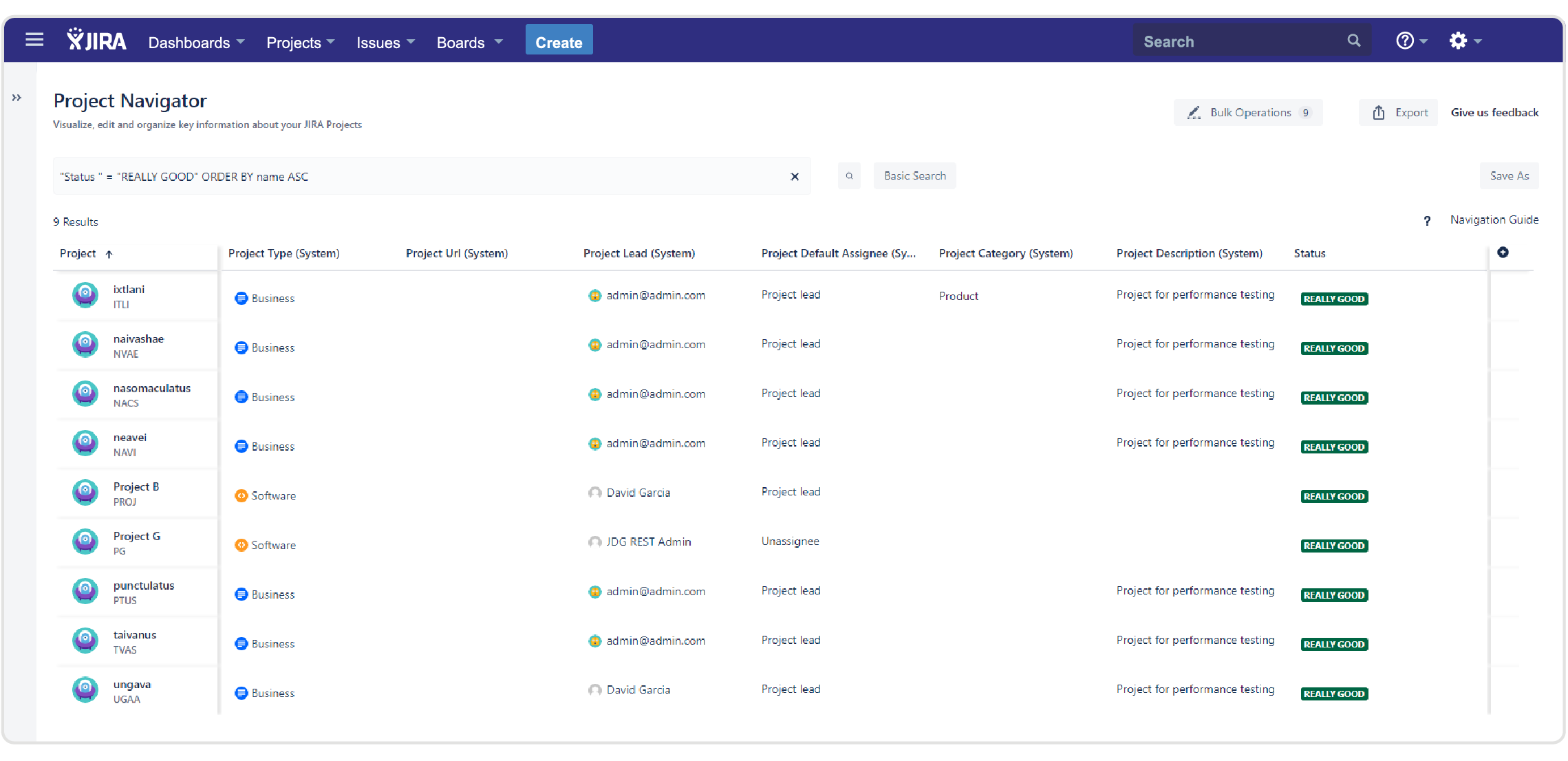 Jira projects allows PQL searches with Profields Query Language (PQL)