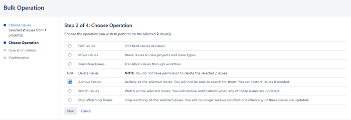 Archiving multiple Jira issues at once