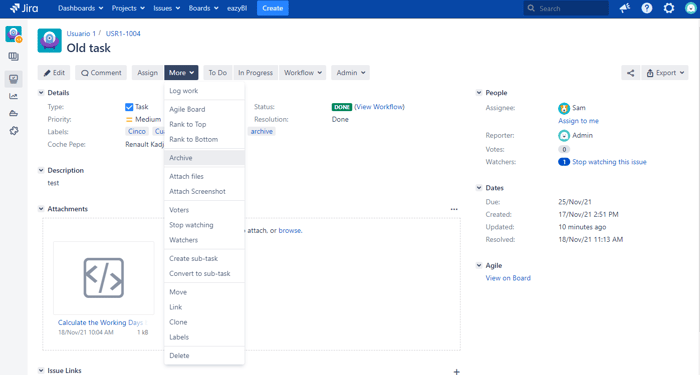 How to archive a Jira issue