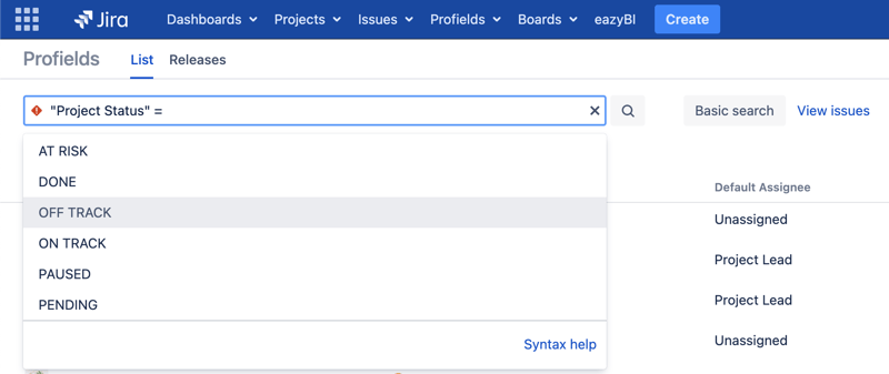 Search for Jira projects by attributes instead category or typology