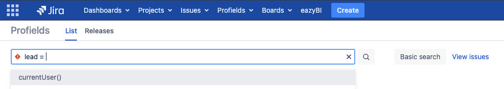 How to search the projects by leader in Jira?