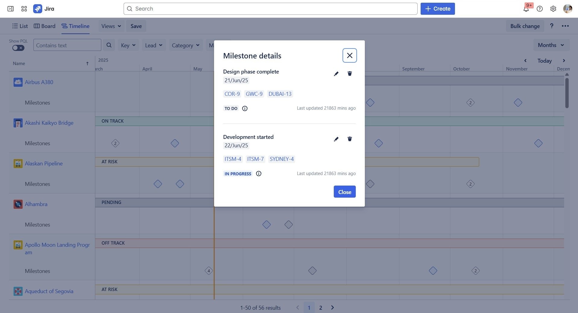 jira-milestones-projectrak-atlassian-marketplace-deiser