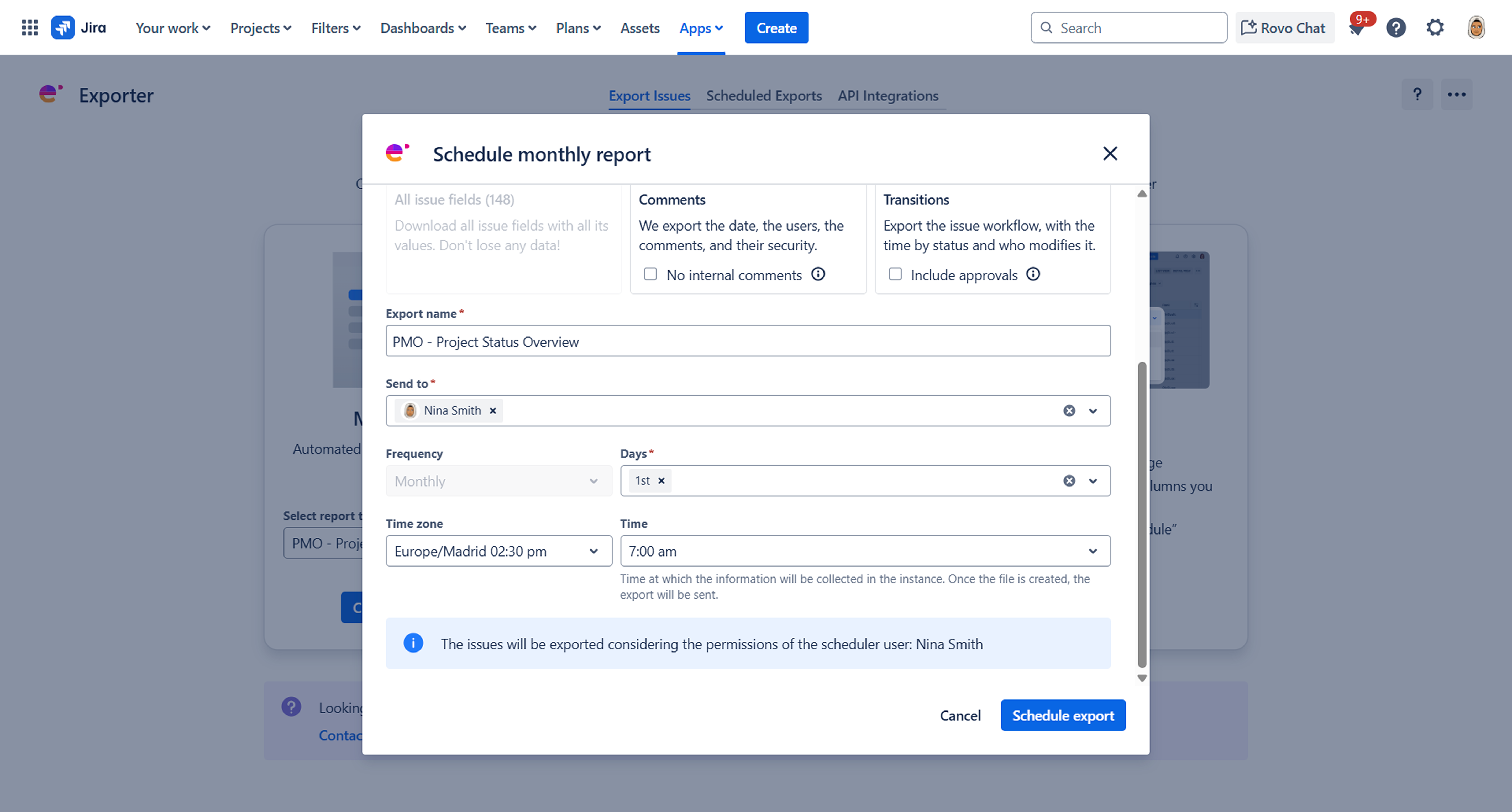 send-jira-data-insights-email-from-exporter-for-jira-atlassian-marketplace-deiser-devoteam