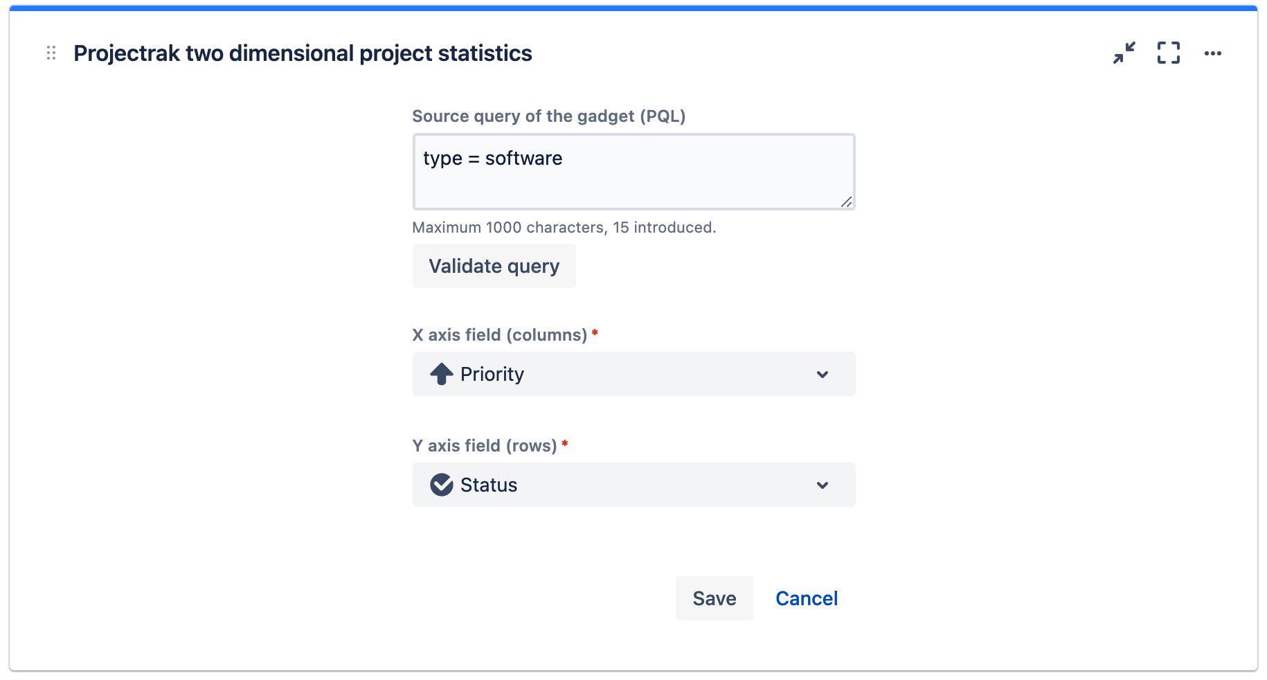 How to add project data to the Porjectrak's two-dimensional gadget