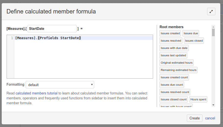 Define formulas to create charts for jira projects in jira