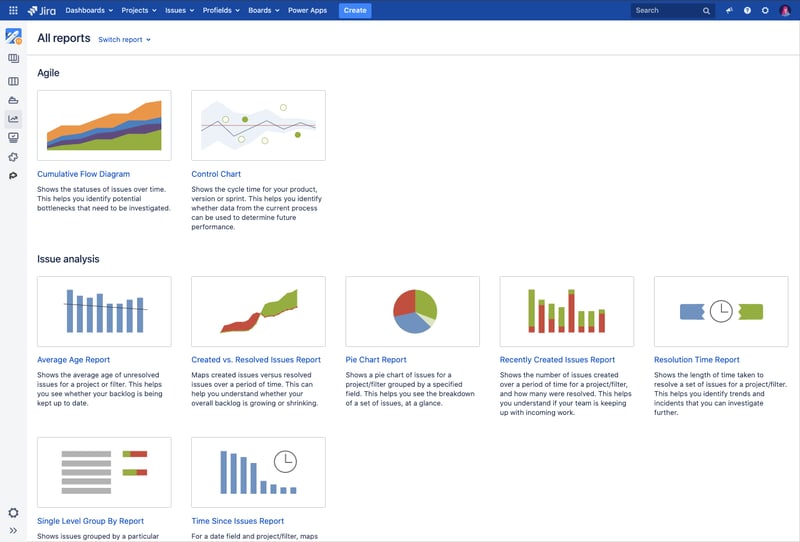 Jira offers an interesting variety of reports for Kanban software projects.