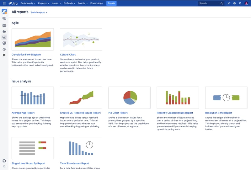 ¿Qué informes de proyecto kanban ofrece Jira?