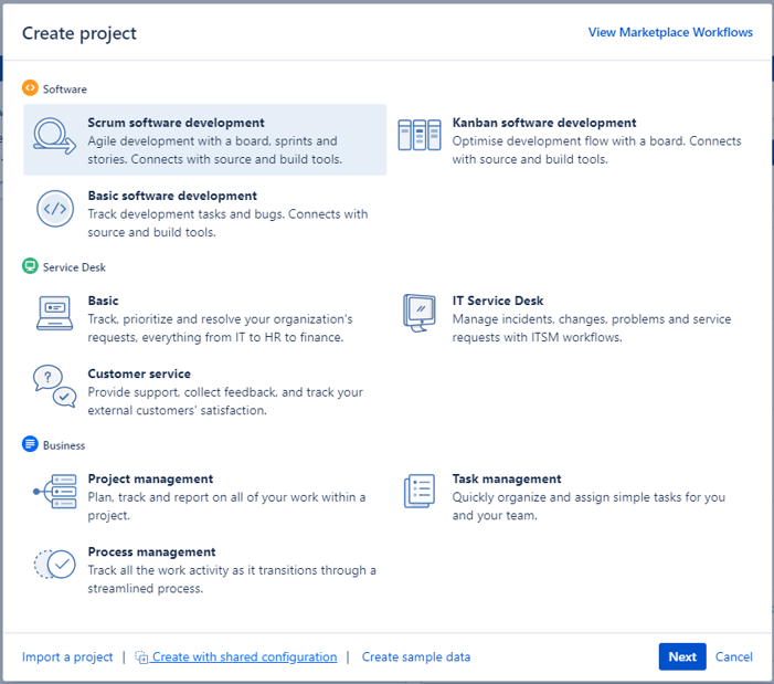 Crear un proyecto en Jira con una configuración compartida