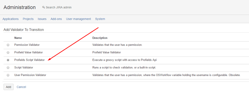 Creating jira projects validator with Profields