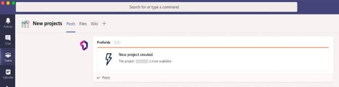 Message notification about project changes in Microsoft Teams from Jira