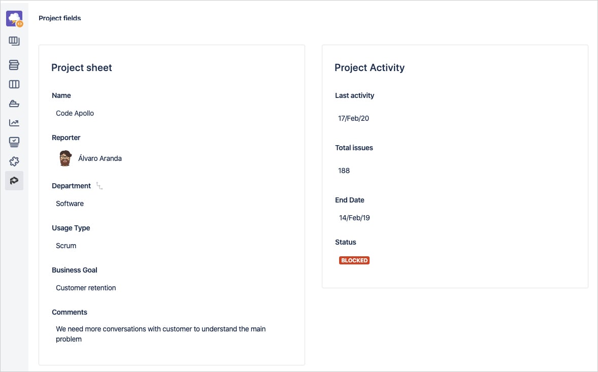 Customize project properties and track them through a visual timeline with all the changes of Jira projects