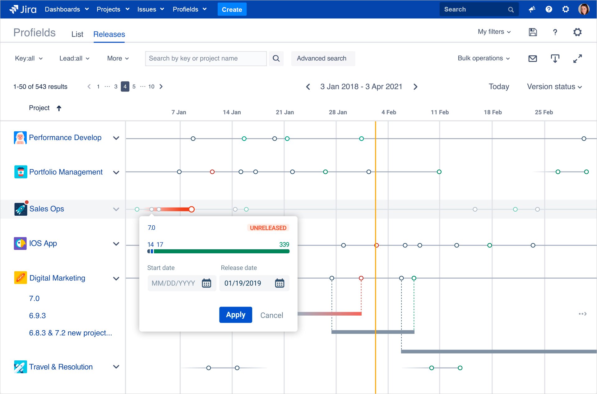 The Releases View feature of Profields allows to visualize  the changes in your projects and treat them as product releases.