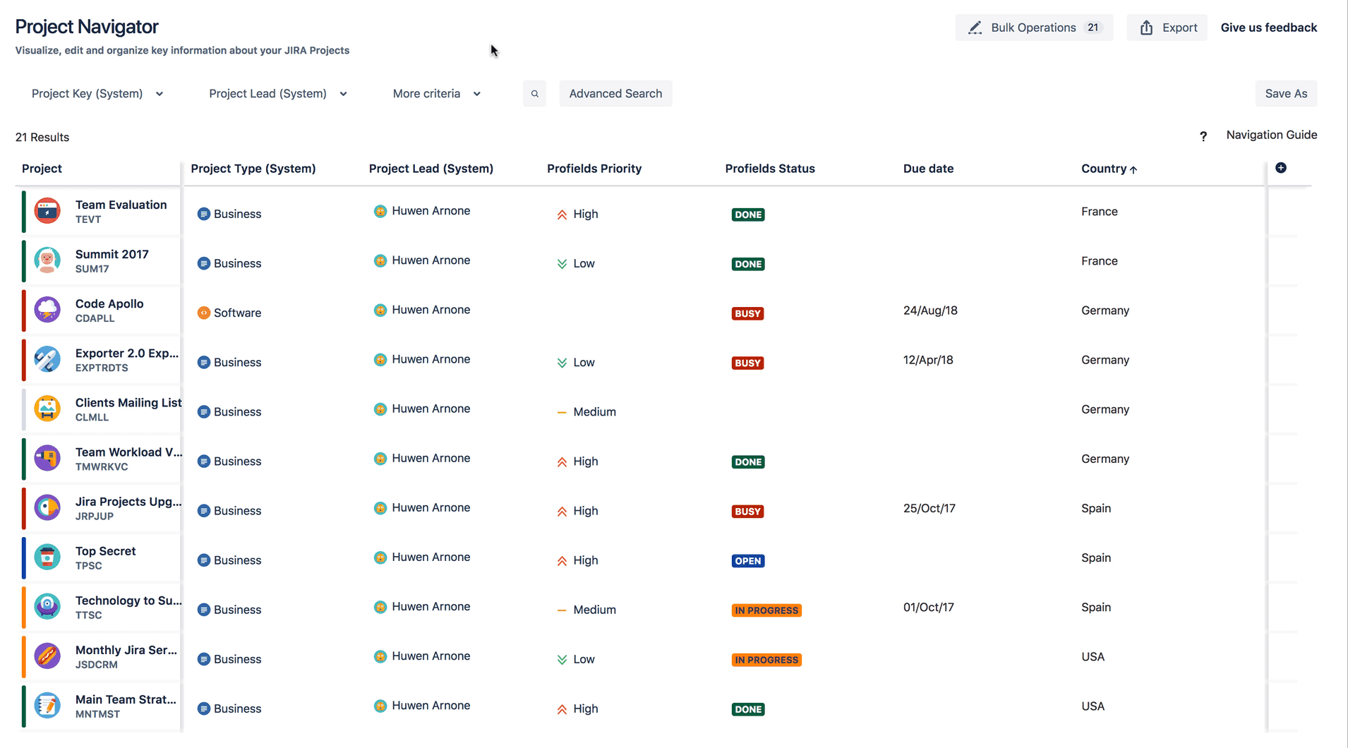 Delete a lot of projects at once in Jira with Profields